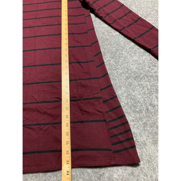J.Jill Shift Dress Women Size S Red Striped Pockets Cotton Rayon Long Sleeve - Picture 11 of 12